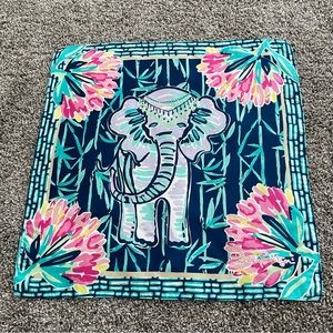 LILLY PULITZER ELEPHANT 100% SILK SCARF 22x22